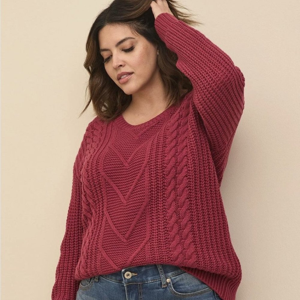 Torrid Red Cable Knit Bow Back Pullover Sweater NWT Size 3x